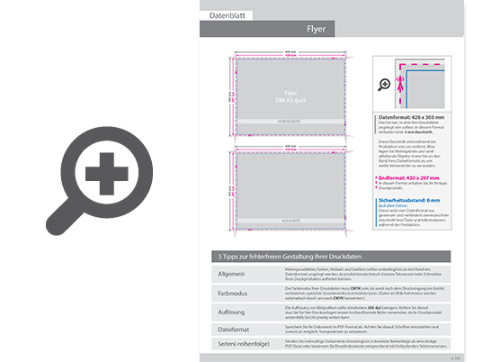 Product Bild multiloft-flyer_din_a3_quer_(42_0_cm_x_29_7_cm)_mit_einseitiger_hei__folienpr__gung_gold__4_4_farbig_(beidseitiger_druck)