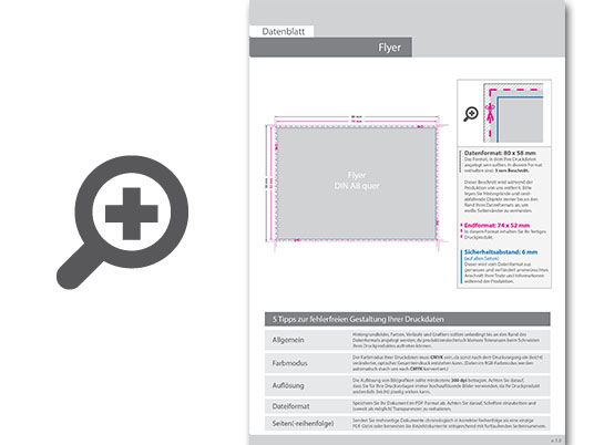 Product Bild multiloft-flyer_din_a8_quer_(7_4_cm_x_5_2_cm)_mit_einseitiger_hei__folienpr__gung_gold__4_4_farbig_(beidseitiger_druck)